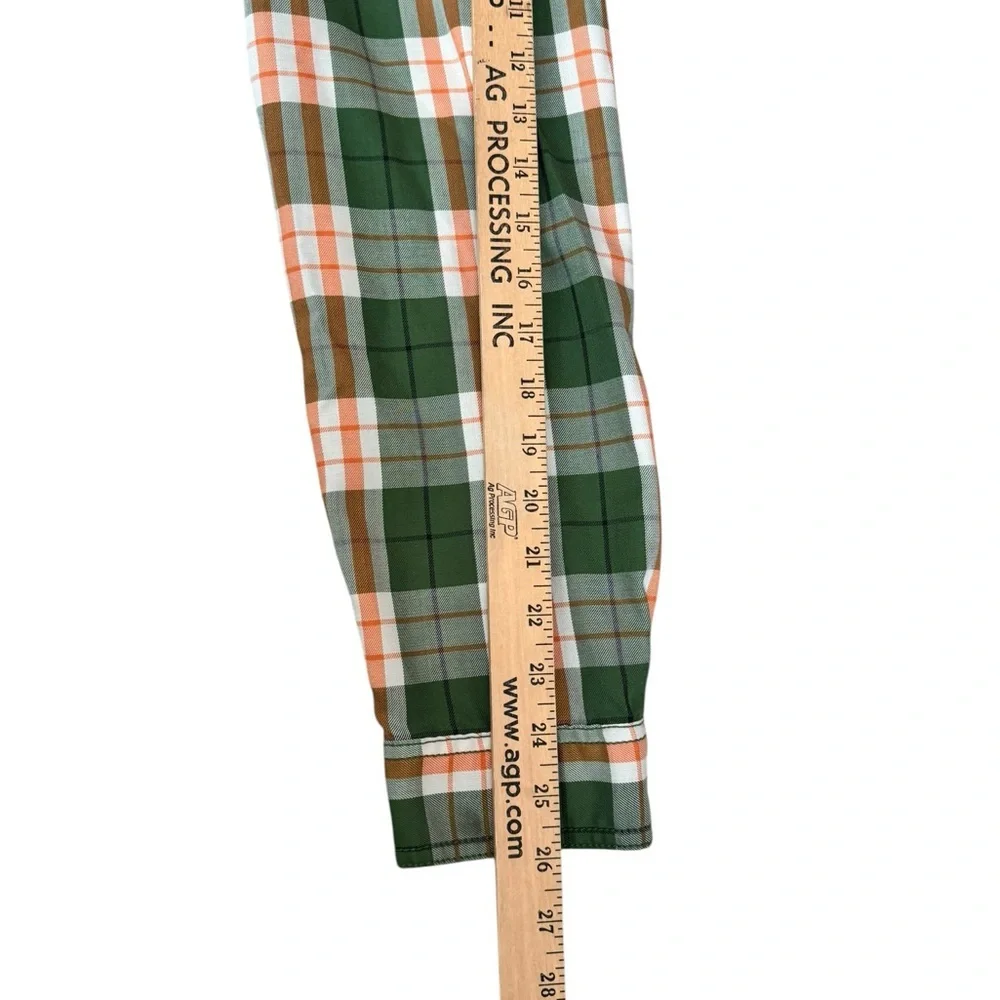 The North Face Plaid Snap Down Shirt Mens Large Green Orange Outdoor Gorpcore